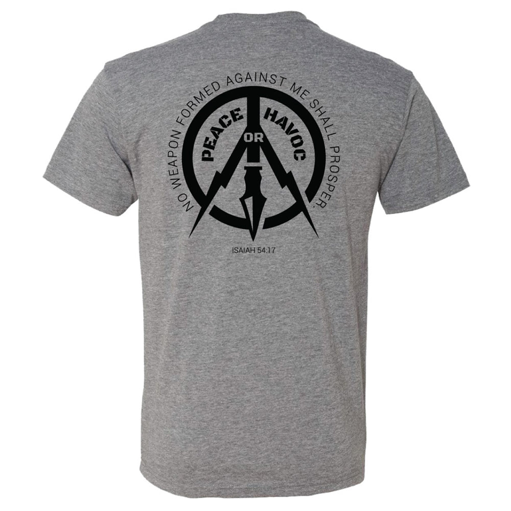 heather gray peace or havoc t-shirt back