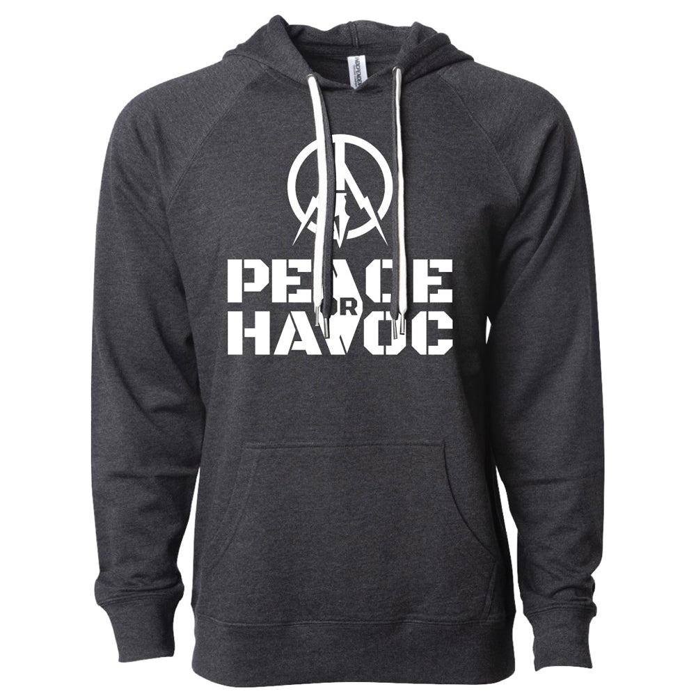 peace or havoc charcoal hoodie