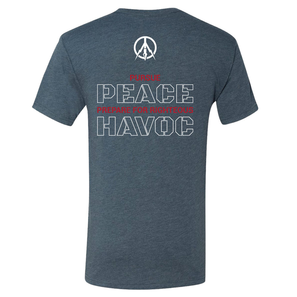 indigo peace or havoc t-shirt back